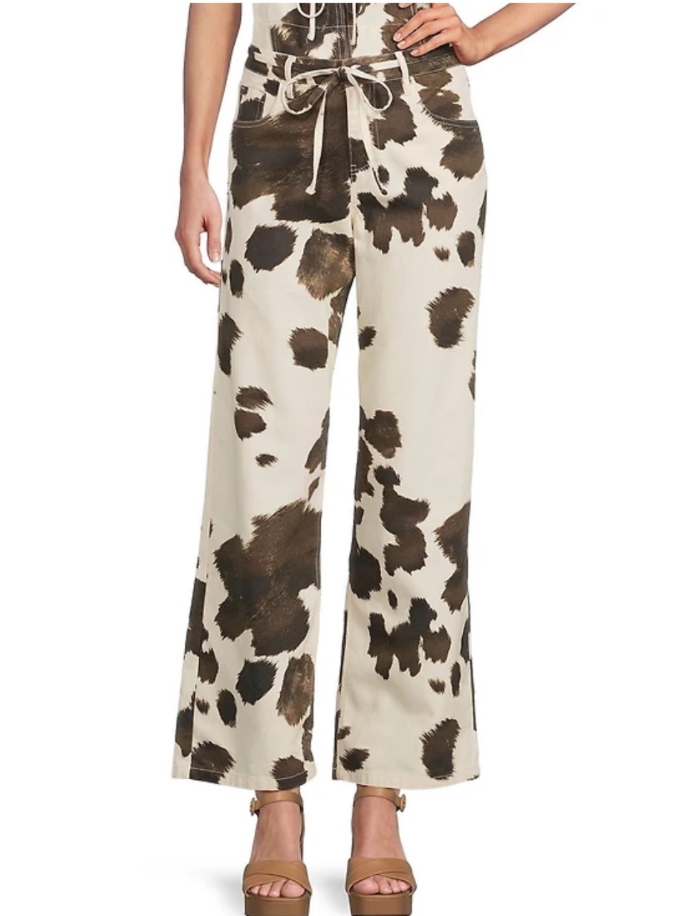 GB Dillard Wide-Leg Cow Print Pants - Brown/White NWT 11